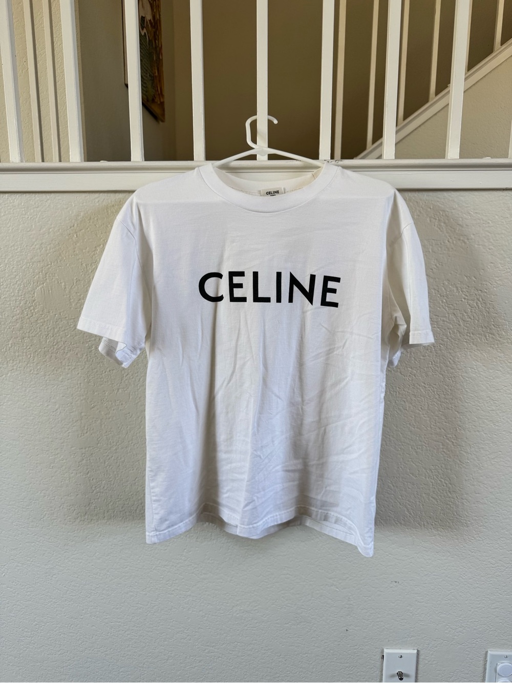 CELINE White Logo Short-Sleeve T-Shirt